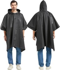 Rain Ponchos for Adults, 2 Pack Raincoats Jacket Reusbale with Drawstring Hood S