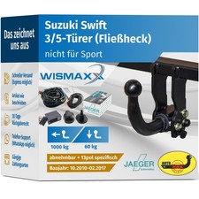 ANHÄNGERKUPPLUNG abnehmbar für Suzuki Swift 10-17 +13pol E-Satz JAEGER