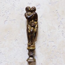 RARE LARGE ANTIQUE 19th CENT. COUPLE BRONZE WAX SEAL STAMP 4 1/10" initials C D