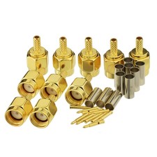 10pcs SMA Male Crimp Connector Gold-Plated for RG316 RG174 Cable
