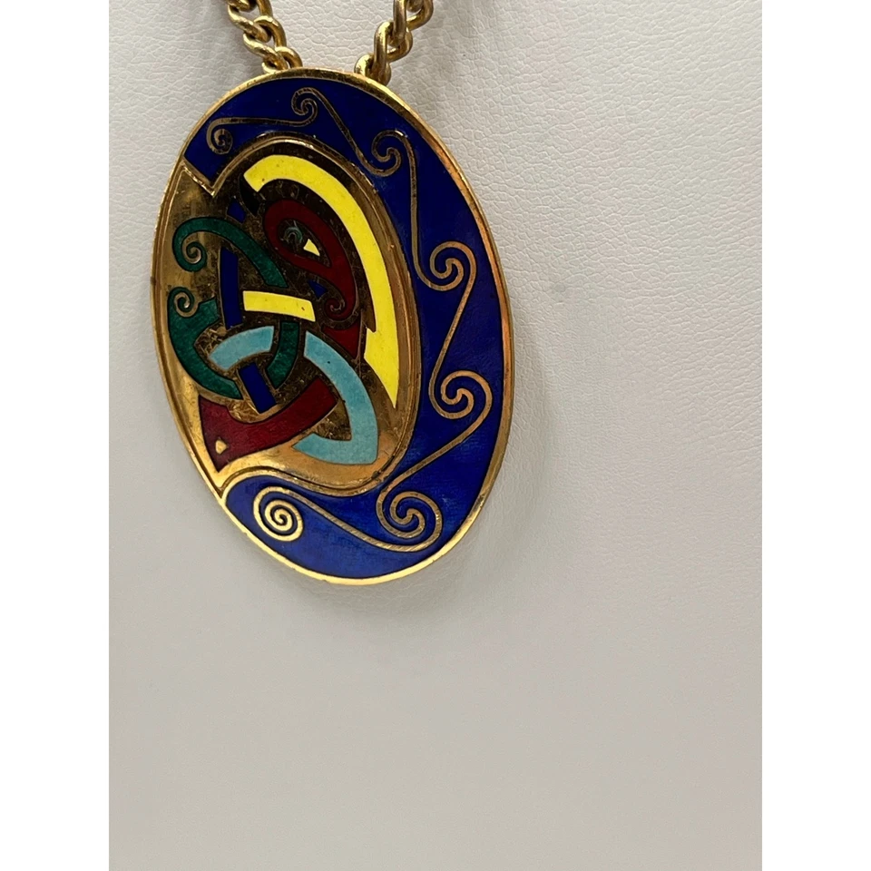 Book of Kells Raven Tara Ware of Dublin Ирландия Синяя Эмалированная Латунная Булавка-Кулон  - Изображение 3 из 4