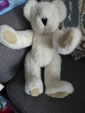 The Vermont Teddy Bear Company White Jointed Teddy Bear Plush Vintage 1992 