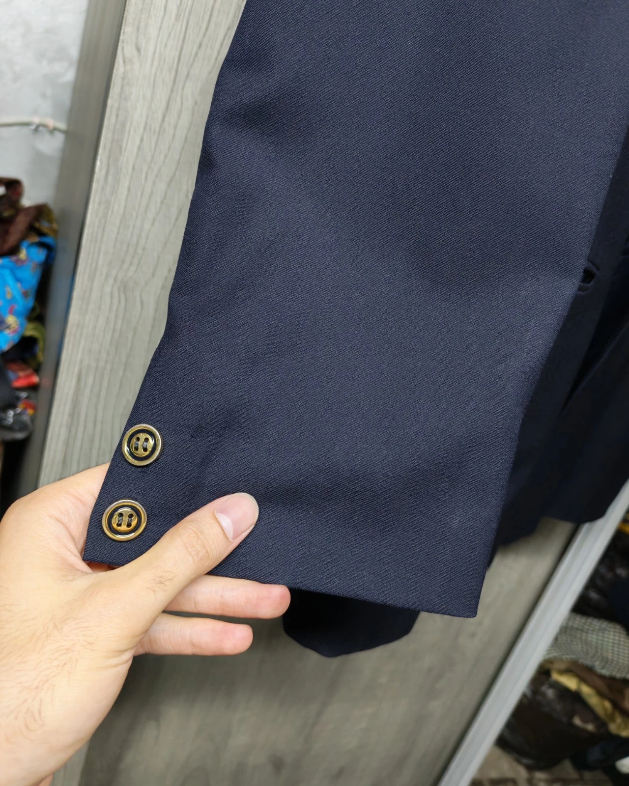 Giacca blazer tuta blu navy vintage anni 80 G. GUCCI tutto pettinato su misura bottoni oro 44R