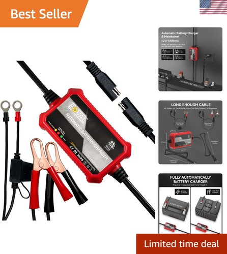 12V Smart Battery Charger & Maintainer: Automatic Trickle Charger 1A - Picture 1 of 10