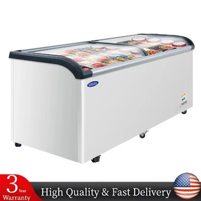 ORIKOOL 19.3 Cu.ft Curved Top Display Freezer Sliding Glass Lid Ice Cream Mobile Freezer