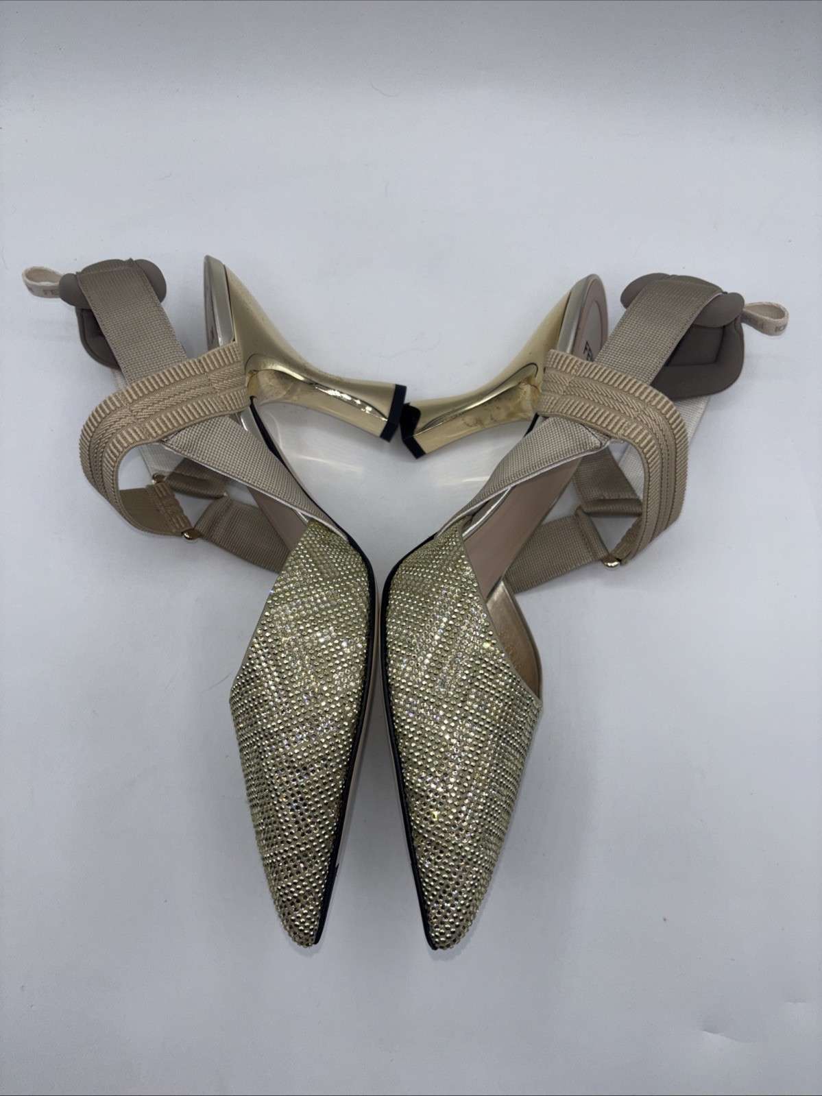 Fendi Colibri FF Sporty Back Slingback Pumps Gold Size 40 US Size 10 thumbnail 4