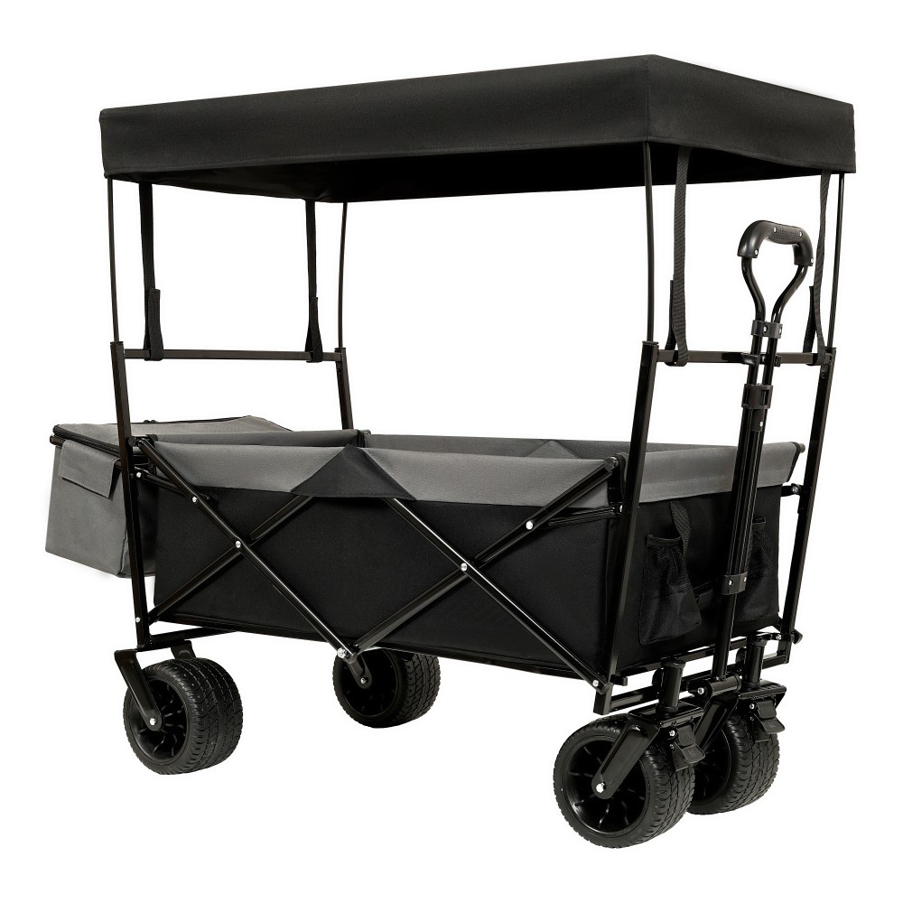 480lb Foldable Wagon w/ Canopy, Mosquito Net & 7in Wheels