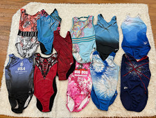 GK Elite Girls Sleeveless Gymnastics Leotards Lot. 2 Simone Biles and 1 Jordan