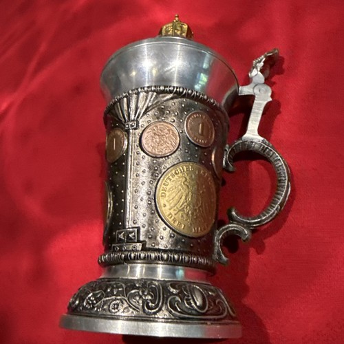 Limited Edition 59/200 German Pewter Stein, w/ coin motifs from 1914 to 1905