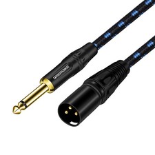 50FT TS 1/4 Inch Male to XLR Male Unbalanced Cable, Jack 6.35mm Mono to XLR M...