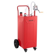 VEVOR 30 Gal Fuel Gas Caddy Portable Storage Tank with Manual Pump 4 Wheels Red