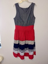 Pim & Larkin Multi Color Flirty Chambray Dress NWT! L Large