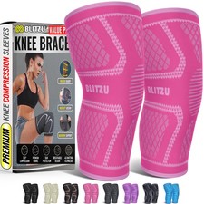 Knee Brace Compression Sleeve Support 2Pcs Medium Pink Meniscus Arthritis Sports