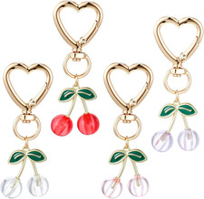 4Pcs Cute Cherry Keychains, Kawaii Cherry Bag Charm Cute Purse Accessory for Wom