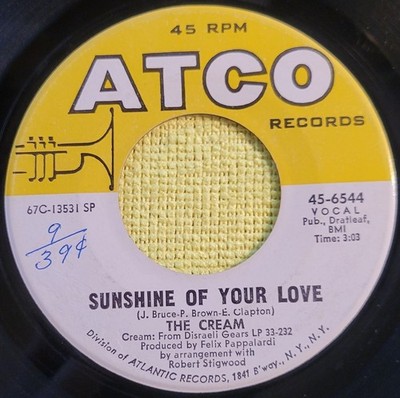 Cream ''Sunshine Of Your Love / S W L A B R''  VG