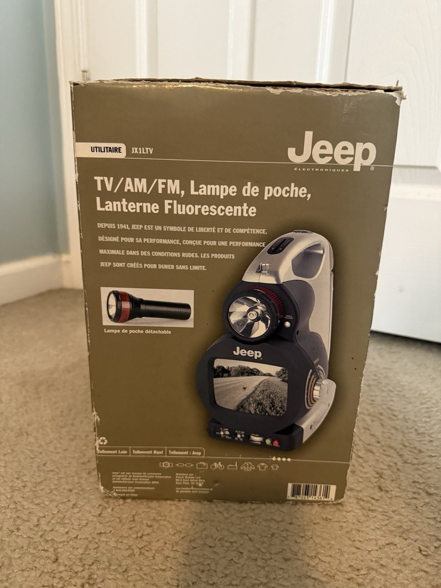 NEW JEEP JX1LTV PORTABLE TV/AM/FM FLASHLIGHT FLUORESCENT CAMP