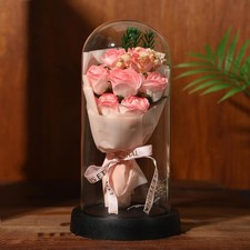 isthKUBW Preserved Flowers Artificial Pink Roses Bouquet for Boyfriend Girlfrien