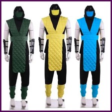 Game Mortal X Scorpion Costume Sub-Zero Cosplay Yellow Blue Battle Combat Men's