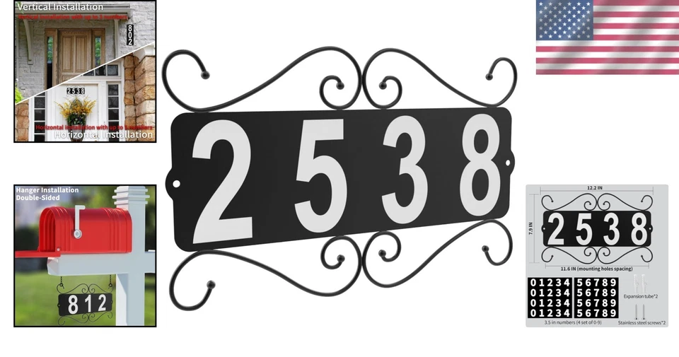 Placa de dirección impermeable personalizable con números preimpresos - Fácil instalación Foto 2 de 4