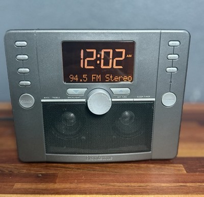 Brookstone Tranquil Moments Bedside Digital AM/FM Clock Radio Gray 408876