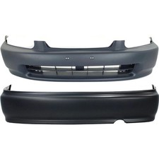 For 96-98 Honda Civic Bumper Cover Plastic Front Rear Primed Set Of 2