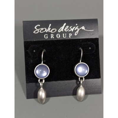 Soho Design Group Blue Moon Glow Cabochon Drop Earrings Silver Tone Pierced