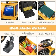 Image of Kids Ride On Excavator Toy Tractor with Rotating Play Seat