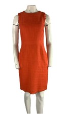 J Crew Sz 2 Tweed Fit & Flare Business Cocktail Dress Orange Cotton Blend AY