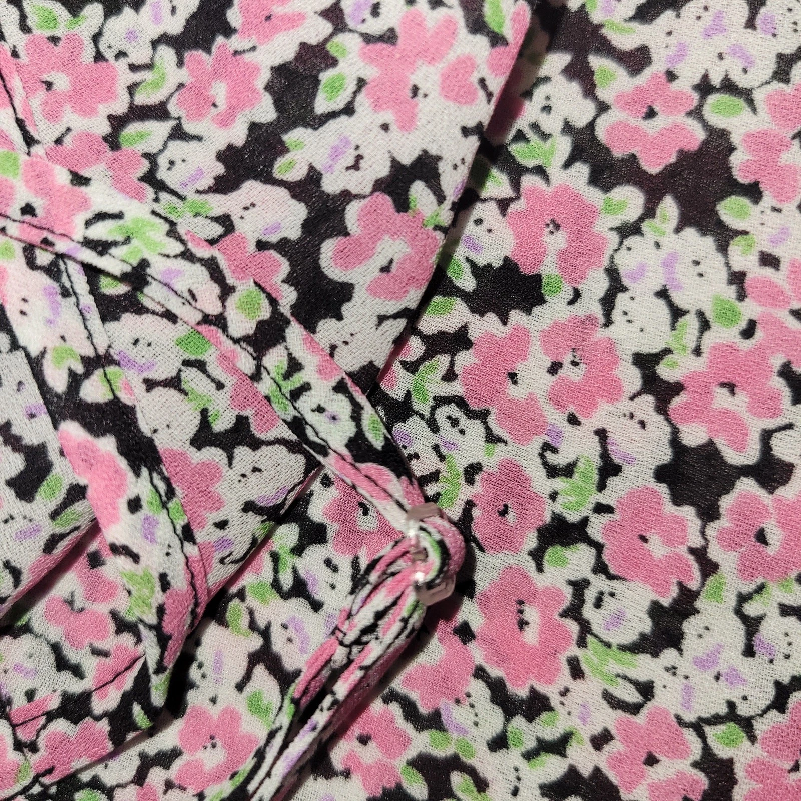 UNDERCOVER Abito Victoria's Secret Slip Taglia Large Rosa Nero Floreale Increspato Babydoll Peplum