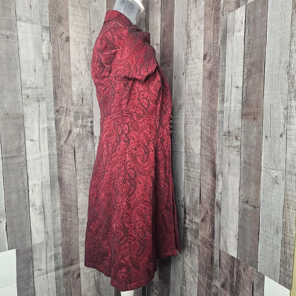 Chaqueta Abrigo Bisou Bisou Michelle Bohbot Rojo Negro Bordado Longline Brocado 12 Foto 4 de 4