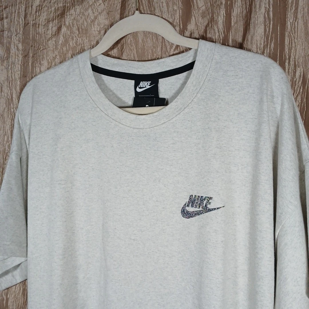 New Nike Sportswear T-Shirt Move To Zero Men's XL Cotton Beige Heather SS CU4509