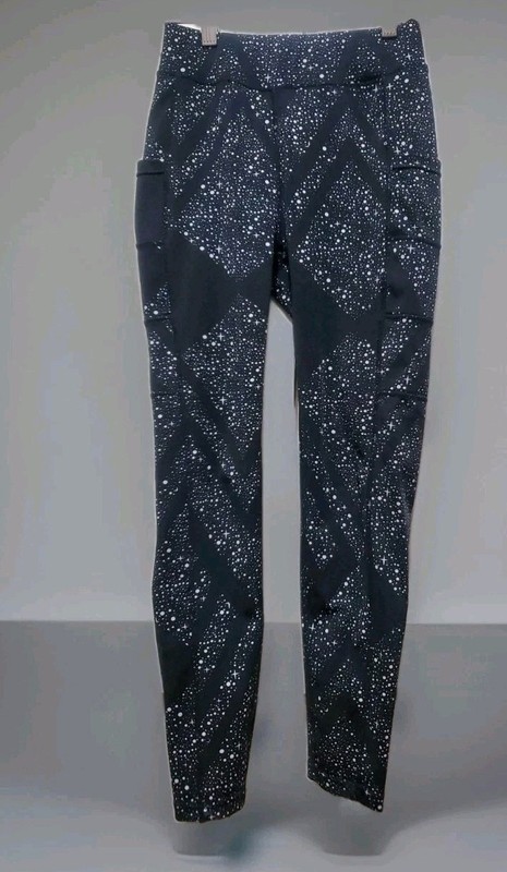 LADIES BLACK & WHITE POP FIT LEGGINGS WITH POCKETS SIZE SMALL