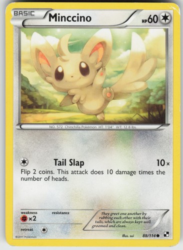 Minccino 88/114 Black and White Pokemon Lightly Played LP
