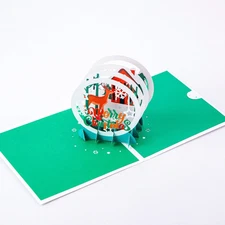 Snowy Crystal Ball - Merry Christmas Pop Up 3D Greeting Card with Envelope