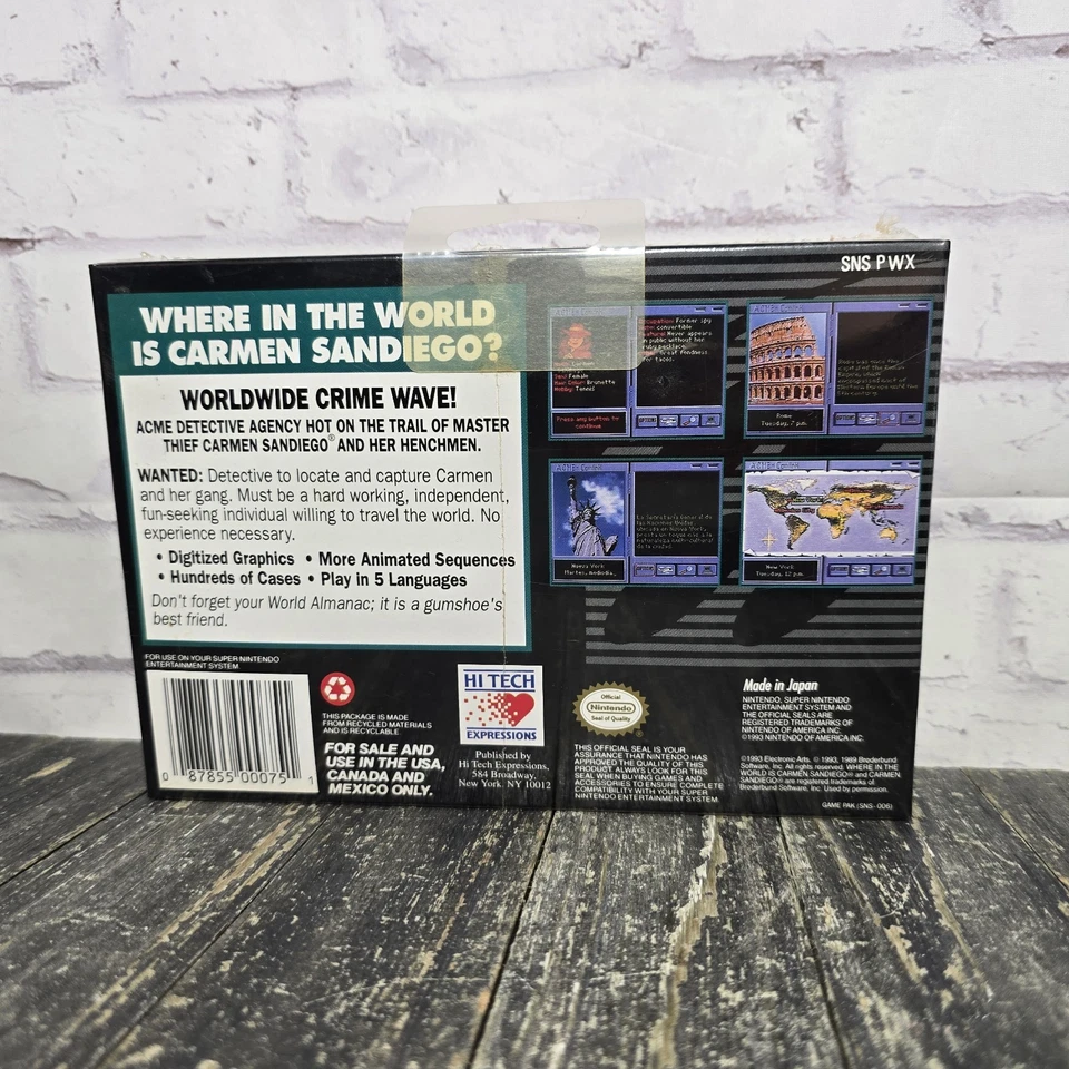 NEW Where in The World is Carmen Sandiego? (Nintendo SNES, 1993) Sealed  - Image 4 of 4