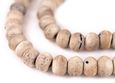 Round Rustic Grey Bone Beads 12mm Nepal Large Hole 22 Inch Strand