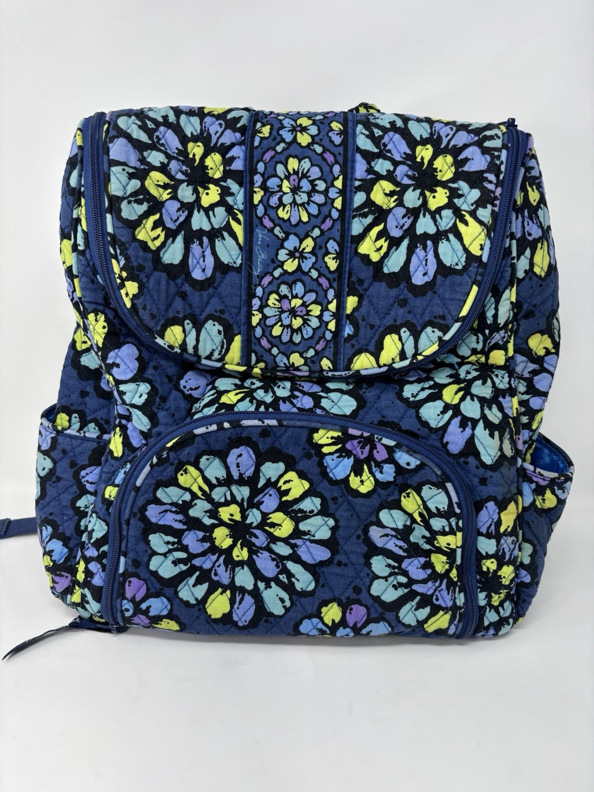 Vera Bradley Campus Laptop Backpack Large Bag Indigo Pop Blue Floral FLAWS