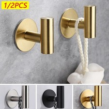 1/2PCS Self Adhesive Wall Hooks Stainless Steel Towel Coat Key Hanger Bathroom
