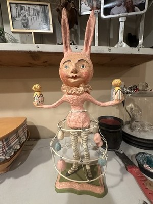 Debra Schoch Easter Bunny Girl W Cage Skirt W Eggs Bethany Lowe RARE