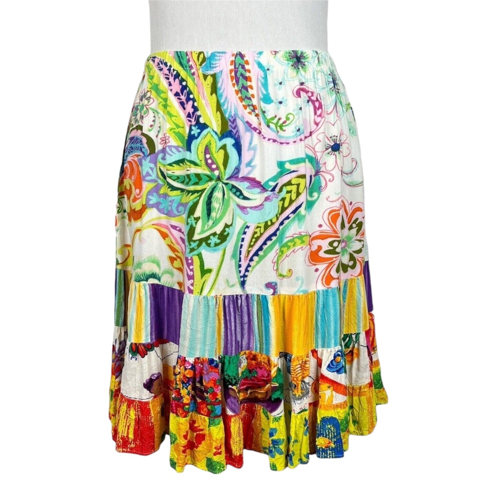 Jams World Skirt Womens Medium Floral Print Mini Tropical Pleated