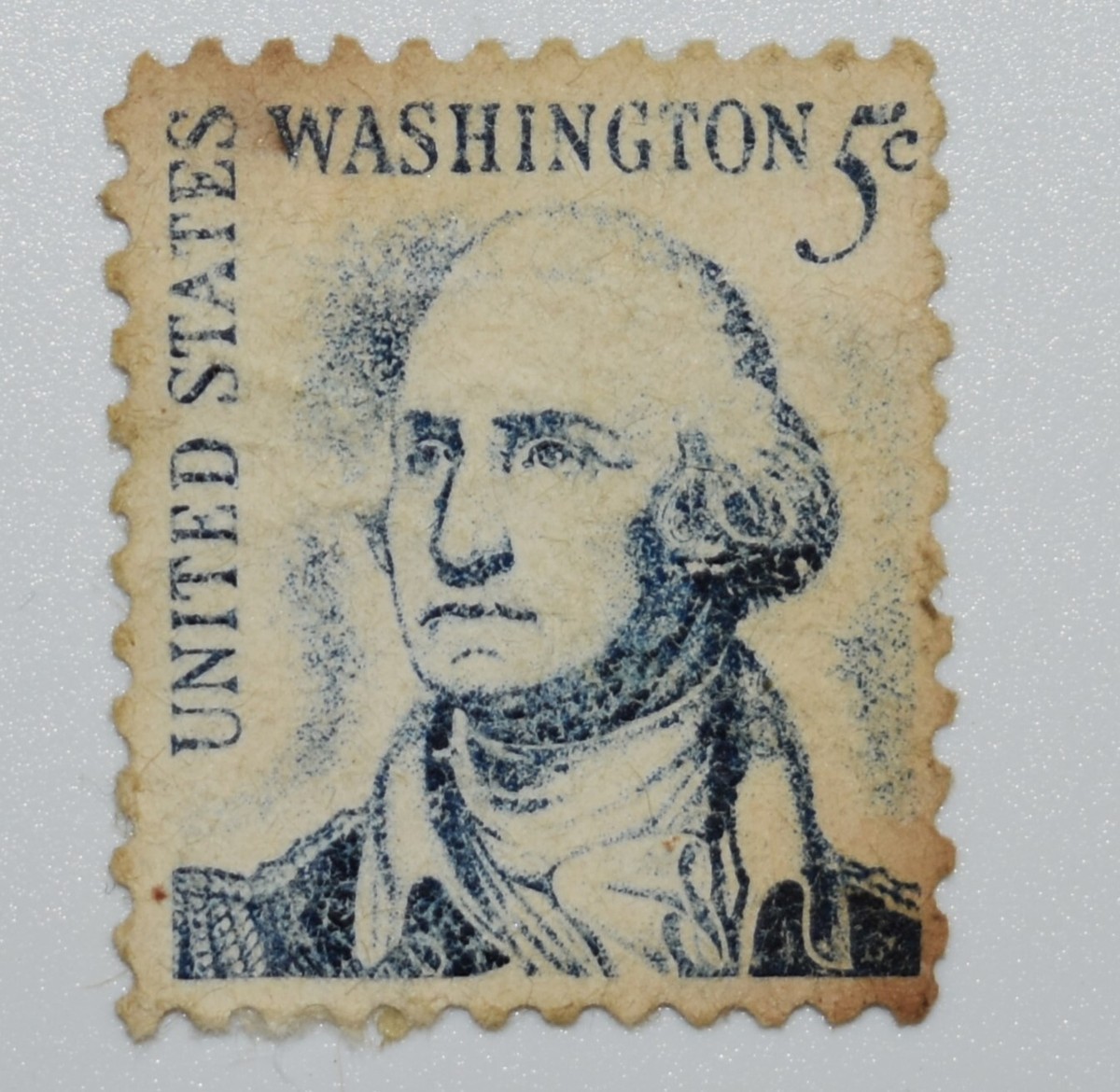 ヴィンテージ　アメリカ合衆国 　ジョージワシントン　人物切手 1967 US 5 Cent George Washington Stamp Blue Rare Vintage Misprint
