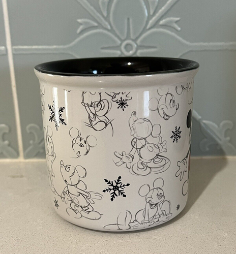 Large Ceramic Sketch Mickey Mouse Coffee Mug Winter - Pottery Barn Disney VGC - Picture 2 of 6