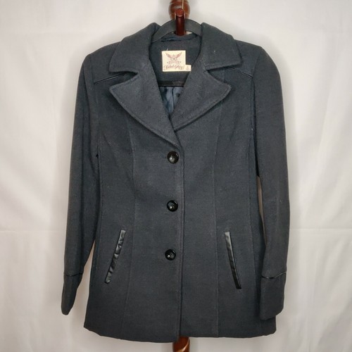 pea coat gray color button up collar 