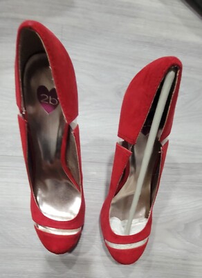 2b Bebe Red Stilleto With Clear Inserts 8