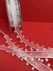 Sheer silver star edged ribbon 25mm price per metre