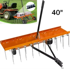 40 In Tow Behind Dethatcher 20 Steel Spring Tine Lawn Sweeper Grass Tractor Rake