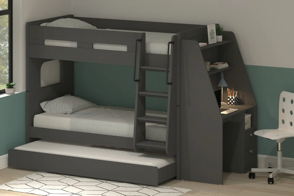 Olympic Bunk Bed With Desk - Trundle Drawer - Storage Or Guests - Image 2 of 4