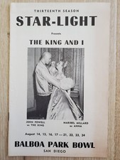 STAR-LIGHT OPERA Balboa Park Bowl San Diego 1958 THE KING AND I Program Playbill