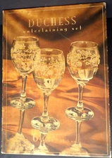 Circleware Glass Wine Goblets White Floral Swirl Gold Band Made in Turkey Set 6