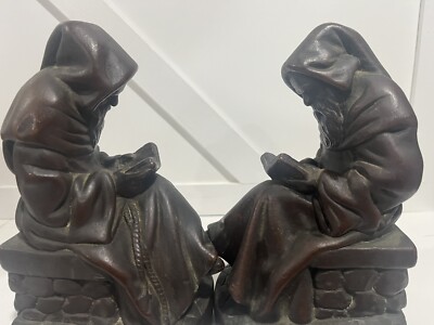 Rare Vintage KBW Art Bronze Reading Monk Bookends